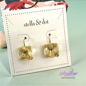 stella & dot ~ luxe cushion cut drop earrings ~ citrine canary yellow